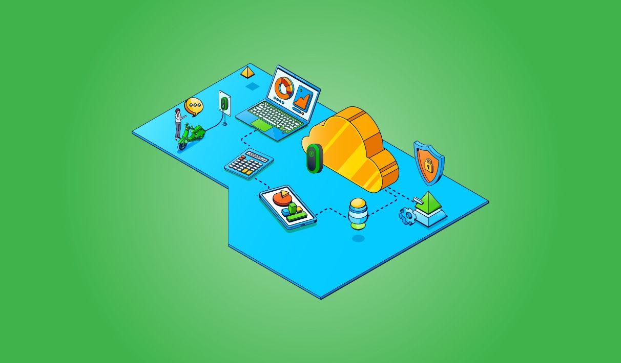 A graphic depicting cloud-based automotive software development